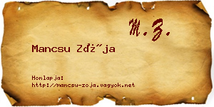 Mancsu Zója névjegykártya
